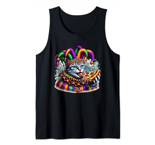 Mardi Gras Cat Godendo Pizza Canotta