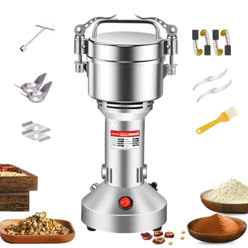 MELVTATA 150g Grain Grinder 1500W Electric Spice Grinder High-Speed Stainless Steel Flour Mill Suitable for Coffee/Corn/Pepper/Herbs/Wheat/Rice