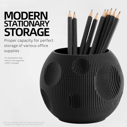 Image of Pen stand for table, aesthetic pen stand for office table stylish, pen holder for desk, pencil holder, office desk organizer, Study accessories penstand for men women kids items (Black, Round)