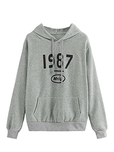Image of SweatyRocks Women's Casual Long Sleeve Graphic Drawstring Hooded Sweatshirt Tops with Pocket