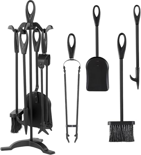 Amagabeli Garden Home Ensemble Serviteur Cheminée Noir 5 pièces Accessoire cheminee 64cm outils à...