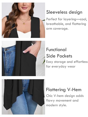 Image of AusLook Women's Plus Size Lightweight Open Front Cardigan 3 /4 Sleeve Cover Ups Shrugs Shawls and Wraps Kimono Jacket Coat