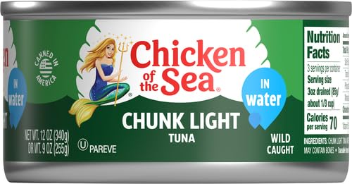 Image of Chicken of the Sea Chunk Light Tuna in Water, Wild Caught Tuna, 12-Ounce Can (Pack of 6)