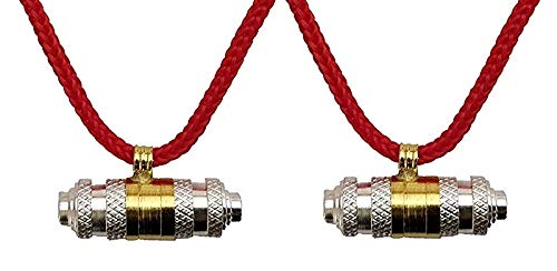 BigMart? Two Tone,Openable Drum Shape Taviz, Tabeez, Pendant for Good Luck with Black Thread to Protect from Evil Eyes (Tabeez/Thread Design May Vary) (LAL DAGHA + ST3 Yellow-Gold Tabeez Pack of 2)