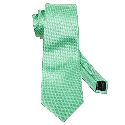 Image of Barry.Wang Plain Men Silk Ties Extra Long Satin Necktie for Wedding Business Handkerchief Cufflinks Set Solid Colors