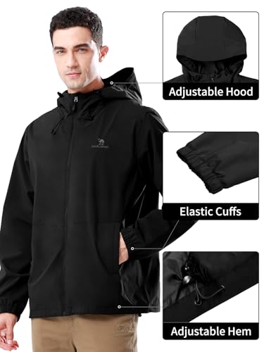 CAMELSPORTS Men Waterproof Softshell Jacket Windbreaker Hooded lightweight Rain Coat for Outdoor Hiking2