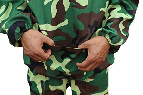 XGOPTS Ventilated Beekeeping Suit Jacket Professional Lightweight Beekeeper Protective Clothing Smock with Hood and Veil for Adult Men Women, Camo Green