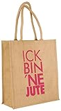 Jutetasche in Hochformat in verschiedenen Farben mit Siebdruck.