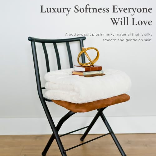 GRACED SOFT LUXURIES Weichste warme, Elegante, gemütliche Kunstfell-Überwurfdecke (massives Elfenbein, extra groß, 152,4 x 203,2 cm) – Ansicht 3