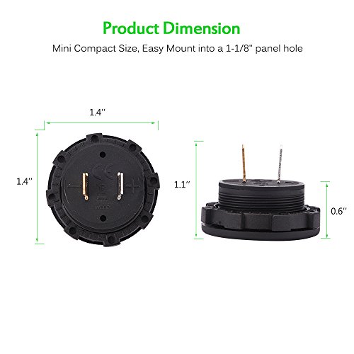 MICTUNING DC 12V LED Digital Display Voltmeter Waterproof Compatible with Boat Marine Vehicle Motorcycle Truck ATV UTV Car Camper Caravan Green Digital Round Panel