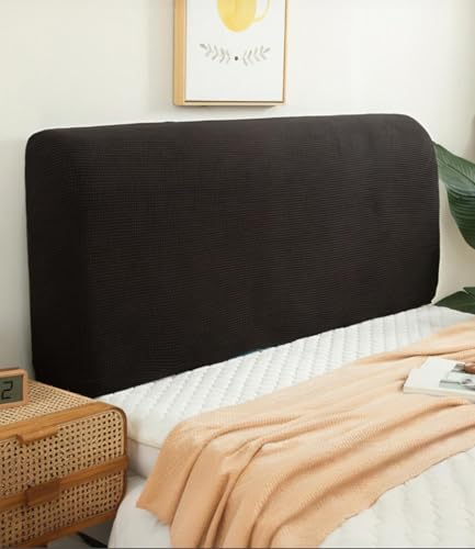 FANSU Headboard Cover for Single Double King Size Bed Polar fleece Dustproof Headboard Wrap Stretch All-Inclusive Bed Head Protector Cover Modern Bedroom Decoration (Black 150cm)