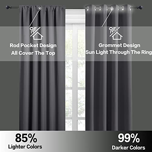 RYB HOME Small Window Curtains Blackout - Privacy Energy Saving Insulating Curtains Blinds for Bedroom Bathroom Basement Kids Nursery Kitchen, W 34 x L 48 inches, Grey, 2 Panels