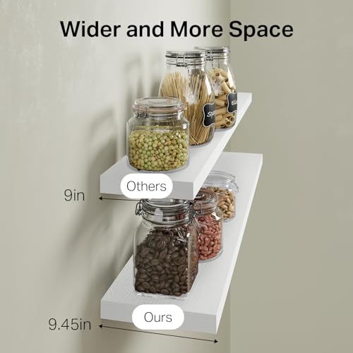 Image of BAYKA White Floating Shelves for Wall, 36 inches Wall Mounted Rustic Wood Shelves for Bathroom, Bedroom, Living Room, for Book /Storage /Decor(Set of 3)