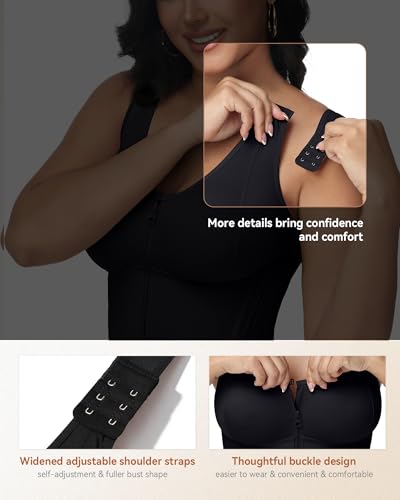 Image of SHAPSHE Corset Waist Trainer Vest for Women Tummy Control Faja with Bra | Double Compression, 3 Adjustable Straps, 13 Steel Bones Support, 75% Nylon 25% Spandex Breathable, for Workout, Postpartum