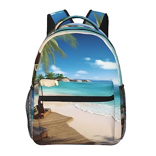 Sac à dos de voyage ergonomique soulageant le dos avec motif plage noir