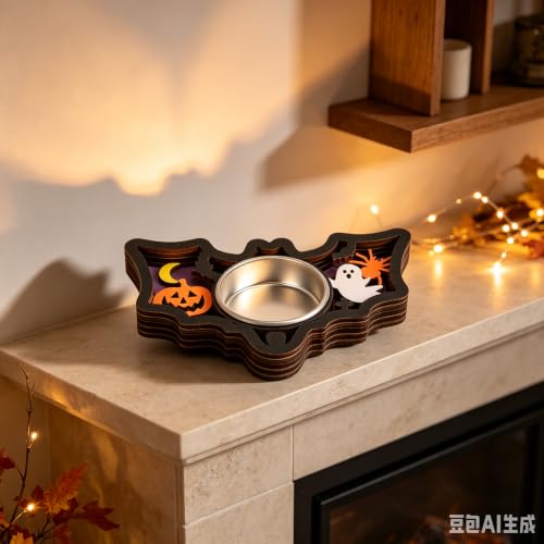Halloween Candle Holder Bat Shaped Carving Halloween Decorations for Indoor - image 3