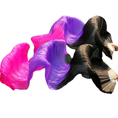 Éventails de danse du ventre en soie fait main motif dégradé bambou 180x90cm