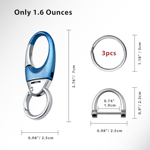 Image of Keychain Quick Release Double Carabiner Clip with D Ring Key Rings, Unisex Belt Loop Key Holder for Home Car Keys