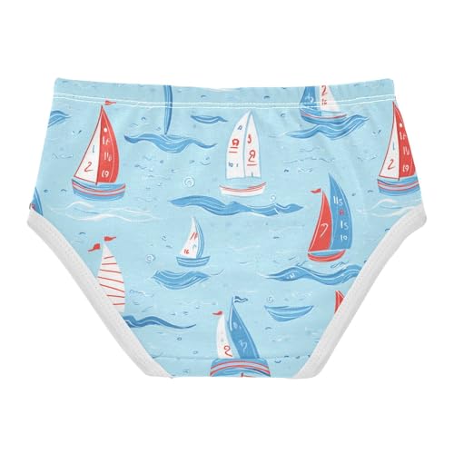 Wusikd Cute Sailboats Girls' Underwear Cotton Waves Girls Briefs Soft Toddler Underwear 2T2