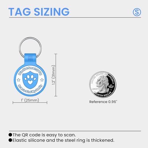 Médaille silicone QR code et alertes de localisation pour petit chien bleu - 3