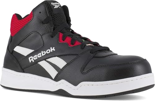 Image of Reebok Work Mens Bb4500 Slip Resistant Composite Toe Work Safety Shoes Casual - Grey (Black /Red, US Footwear Size System, Adult, Men, Numeric, Medium, 10)