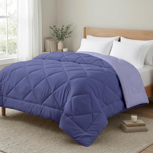 Image of AYKA Reversible AC Comforter 150 GSM Lightweight Microfiber Summer Blanket for Single Bed (60x90 Inches) | Soft Cooling Quilt, Breathable All Season Duvet for AC Room | Lavender & Blueberry