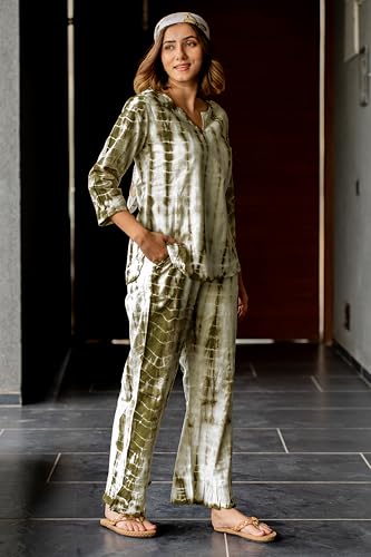 Image of MIRCHI FASHION Women's Cotton Shibori Dyed Printed Co-Ord Set of Short Kurti & Plazzo Pant
