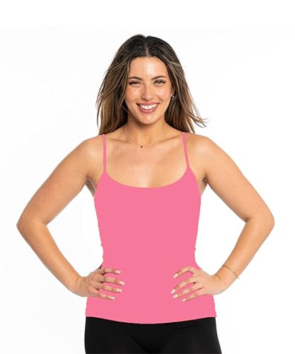 Image of Malibu Sugar Womens Camisole Tank Tops - Seamless Fitted Spaghetti Strap Cami Stretch Basic Womens Camisole for Layering XS-M