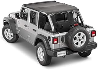 MasterTop Bimini Top Plus Summer Brief Soft Top, Black Diamond - Fits Jeep Wrangler JL Unlimited 4-Door 2018-2021 - Premium Sailcloth Fabric - Protects Against Sun Rays and Rain, Custom (14300635)