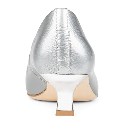 FSJ Women Comfort Cap Toe Kitten Low Heel Two-Tone Dress Pumps Slip On Square Closed Toe Casual Office Work Event Shoes Size 4-16 US3