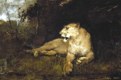 Animaux Art Poster Lionne et Cygne Impression Fine Art de Grand Format 60x90