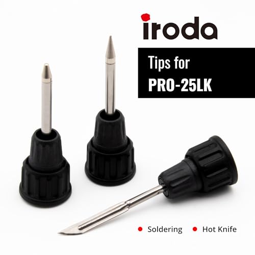 Image of Iroda Solderpro 25LK Spare Soldering tips Set for Battery Rechargeable Soldering Iron, Inlcudes Conical Tip, Pointed Conical Tip, Hot Knife.