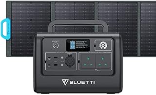BLUETTI Solar Generator EB70 with SP/PV120 Solar Panel Included, 716Wh Portable Power Station w/ 2 230V/1000W AC Outlets, LiFePO4 Battery Pack for Outdoor Camping, Road Trip, Power Outage