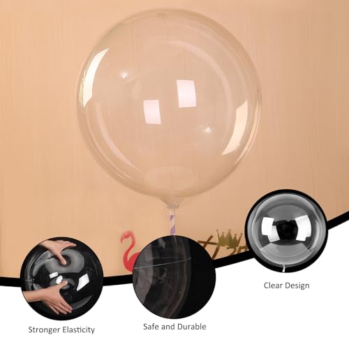 Image of 5 Pcs Bobo Balloons, Clear Balloons to Fill, 30 Inches Stuffing Balloons, Refillable Transparent Balloons, Pre-Stretched Extra Wide Mouth, Suitable for DIY Party Wedding Anniversary Festival