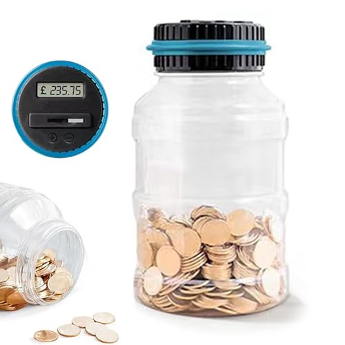 Hucha Digital - Caja de Ahorro Digital Reino Conteo Automático, Tarro para Contar Monedas con Pantalla LCD | El Tarro del Dinero del Contador de Monedas de la alcancía de la Capacidad Grande 1.8