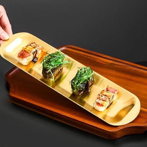 Plato de acero inoxidable rectangular dorado miniatura 6