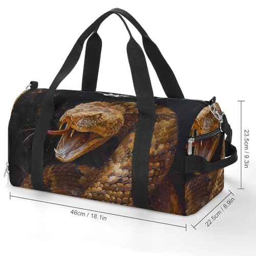 Rattlesnake Funny Gym Bag Travel Tote Bag Duffel Bag with Shoe Compartment for Weekender Sports Vacation3