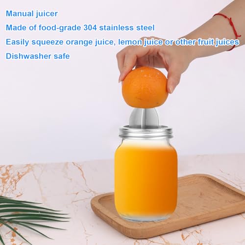 2pcs Couvercle de Presse-Agrumes en Acier Inoxydable pour Bocal Mason à Large Ouverture de 86mm, Presse-Agrumes Manuel Amélioré Couvercle Supérieur Alésoir à Agrumes pour Citron Orange – Image 6