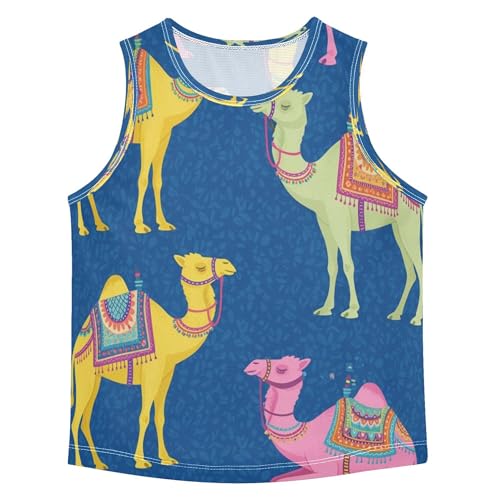 Colorful Camels on Blue Boys Tank Top Sleeveless T-Shirt Athletic Tank Tops 3-15T