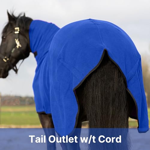 Image of RESISTANCE Fleece Contour Horse Cooler - Anti-Sweat Moisture Wicking, 3 Quick-Grip Neck Closures, Tail Cord, Durable Hemmed Edges, Polar Soft Fleece, Post-Exercise Cool Down