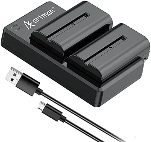 Artman NP-F550 Battery and Dual USB Charger for Sony NP F550, F570, F530, F330, F970, F960, F750, F770, CCD-SC55, TR516, TR716, TR818, TR910 (2-Pack 2900mAh)