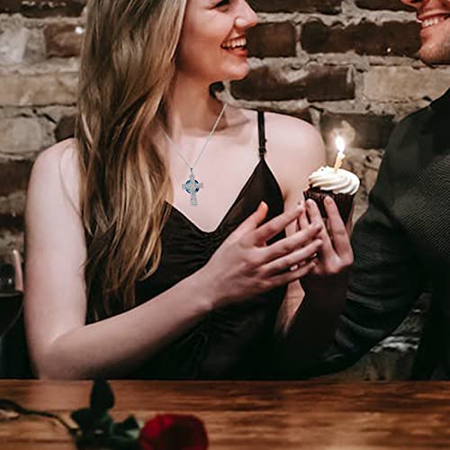 Toupop Celtic Cross Necklace For Women With Crystal Sterling Silver Scottish Cross Pendant Necklace Irish Gifts For Teen Girls Celtic Knot Jewelry For Birthday Graduation Christmas Valentines Mothers Day Gift For Mom Wife Girlfriend Sister Daughter #TOP6