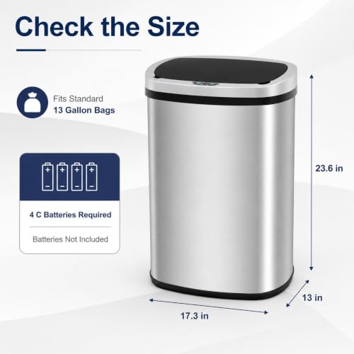 Caneca de basura automática Touchless 13 gal plata miniatura 6