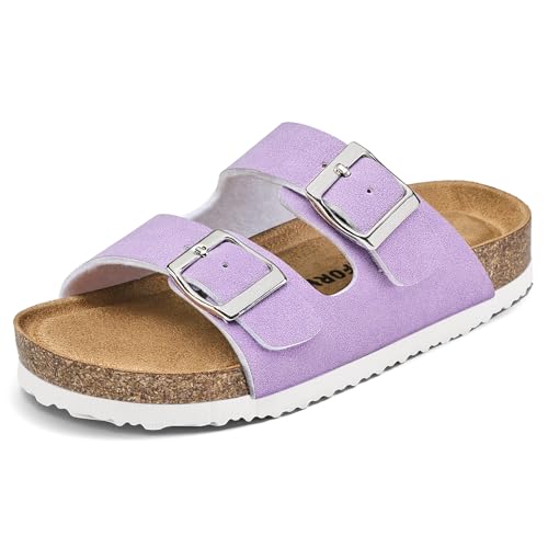 Image of K KomForme Kid Sandals Boy Girl Cork Footbed Slide with Adjustable Strap | Open-toe, Comfort