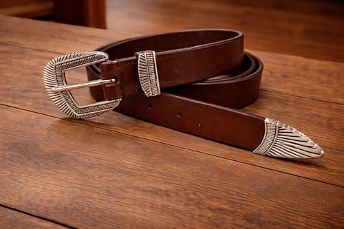 Image of Premium Black /Brown Leather Belt with Engraved 25mm (1 inch) Zinc Alloy Buckle | Stylish Formal & Casual Waist Belt for Men & Women | Perfect for Jeans & Trousers
