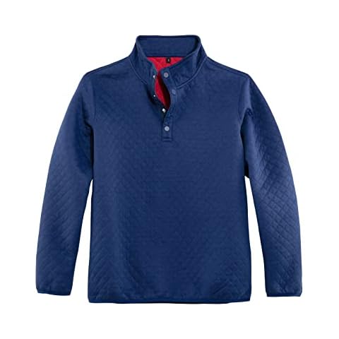 ZENTHACE Mens Quilted Sweatshirt Pullover Sweater Fleece Jacket Fall Winter Long Sleeved 1/4 Lightweight Outdoor Shirt Navy M Cover