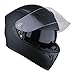 1Storm Motorcycle Street Bike Dual Visor/Sun Visor Full Face Helmet Mechanic with LED Tail Light: Matt Black
