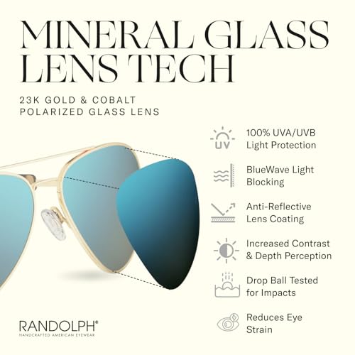 Image of Randolph Eyewear Concorde Aviator Sunglasses for Men and Women - Non-Polarized & Polarized Aviator Sunglasses Made to Last