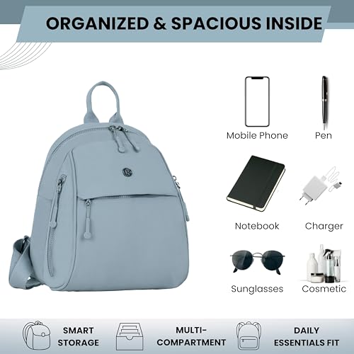 Image of TS WITH TECHSUN Women Mini Backpack | Water-Resistant Compact Bag for Travel, Daily Use & Casual Outings | Fits Only Essentials (L) 26CM X (W) 15CM X (H) 32CM