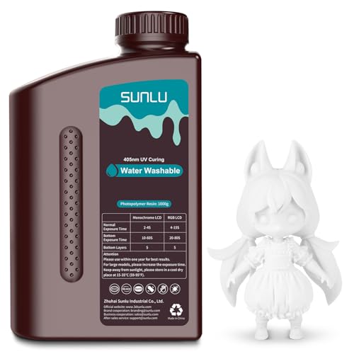 SUNLU Résine pour Imprimante 3D Lavable à l'eau, 405nm UV Résine Photopolymère 3D à Durcissement Rapide pour Résine Imprimante 3D 2K 4K 8K LCD DLP SLA 23 SUNLU Résine pour Imprimante 3D Lavable à l'eau, 405nm UV Résine Photopolymère 3D à Durcissement Rapide pour Résine Imprimante 3D 2K 4K 8K LCD DLP SLA